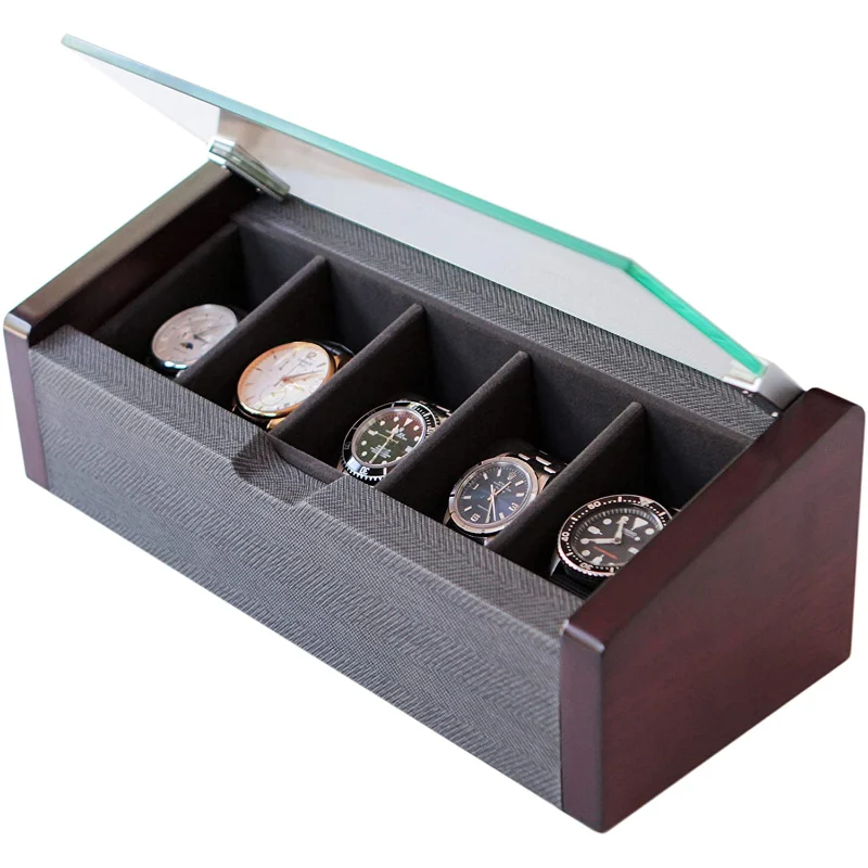 Sustainable Premium Modern Luxury Watch Holder Display Box With Glass Top Healthy