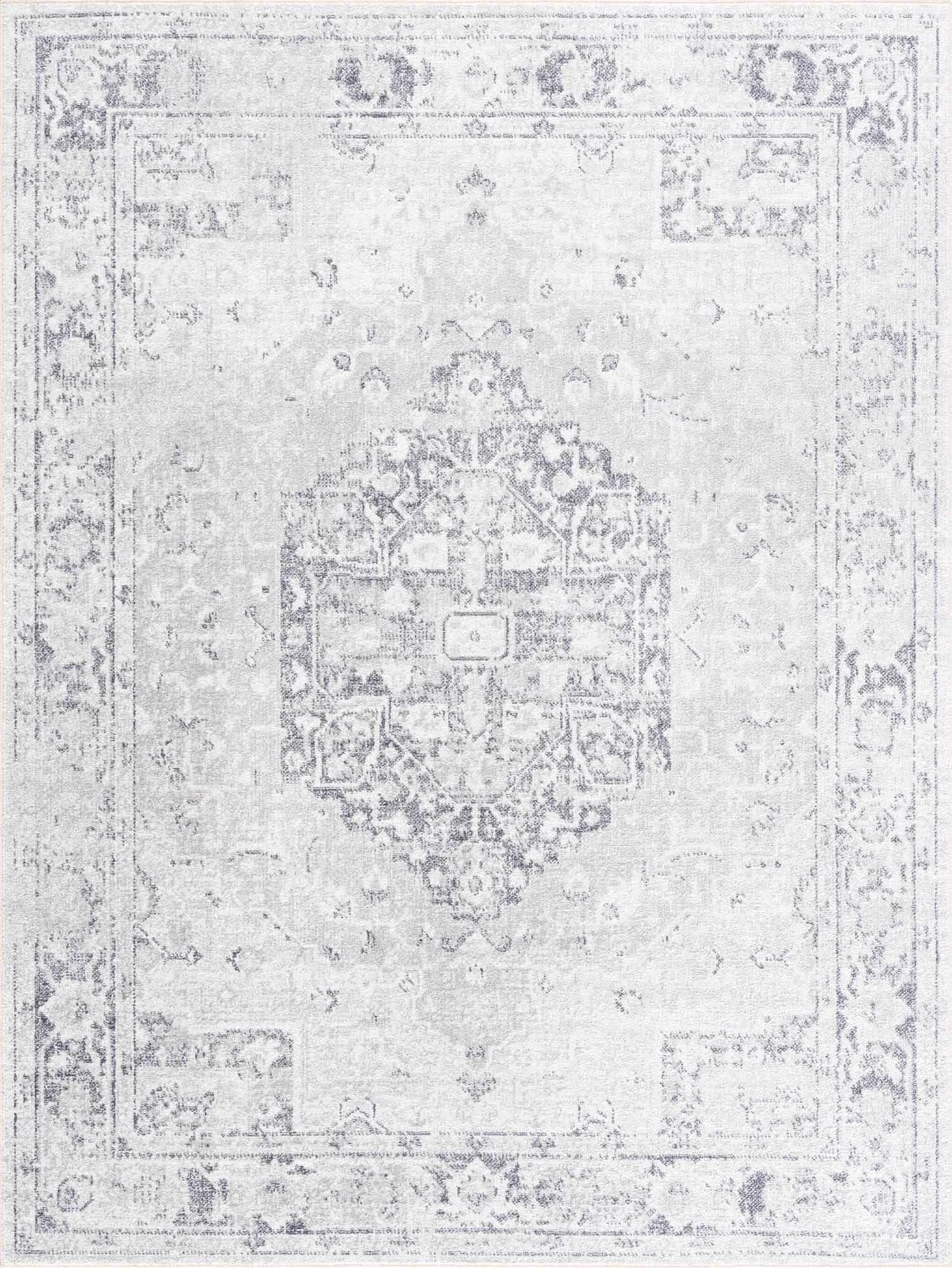 First-Class Akram Antrasit Flat Pile Washable Rug Elegant
