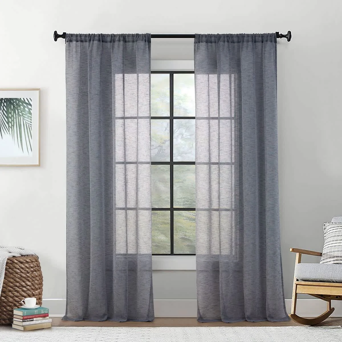 Minimalist Thd Zoey Faux Linen Textured Semi Sheer Window Rod Pocket Thick Curtains Drapery Panels 2 Panels Comfortable