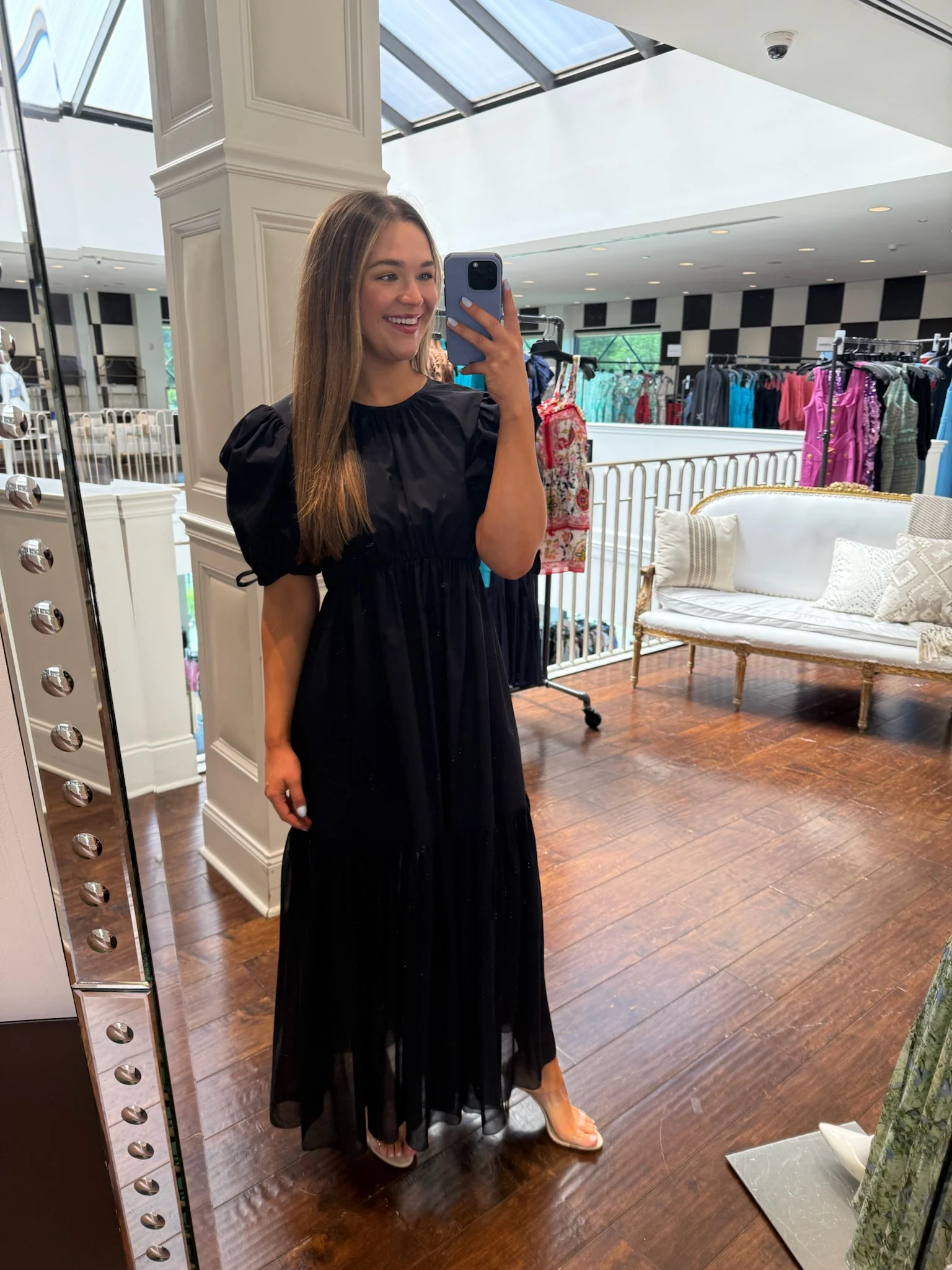 Verified Ulla Johnson Collage Short Sleeve Midi Dress in Midnight Original