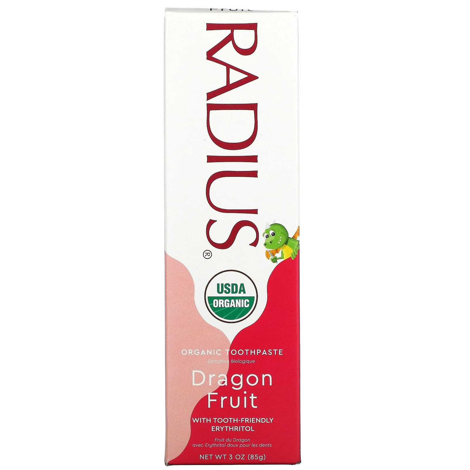 High-Performance Radius Organic Gel Toothpaste for Kids Dragon Fruit 3 Oz Minimalist