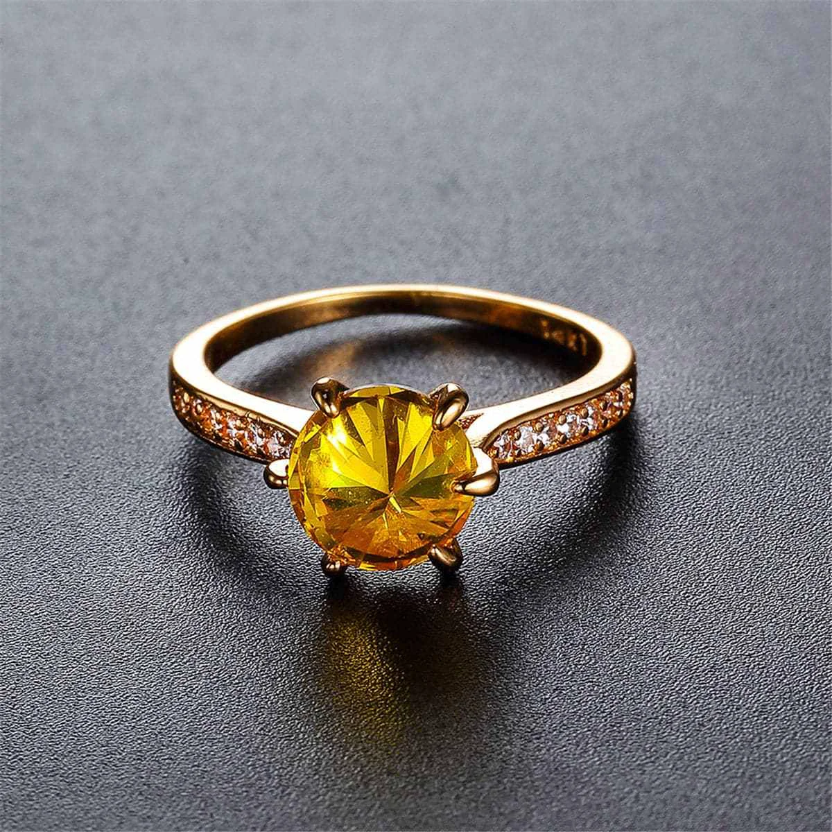 Refined Yellow Crystal Gold-Plated Ring Selected