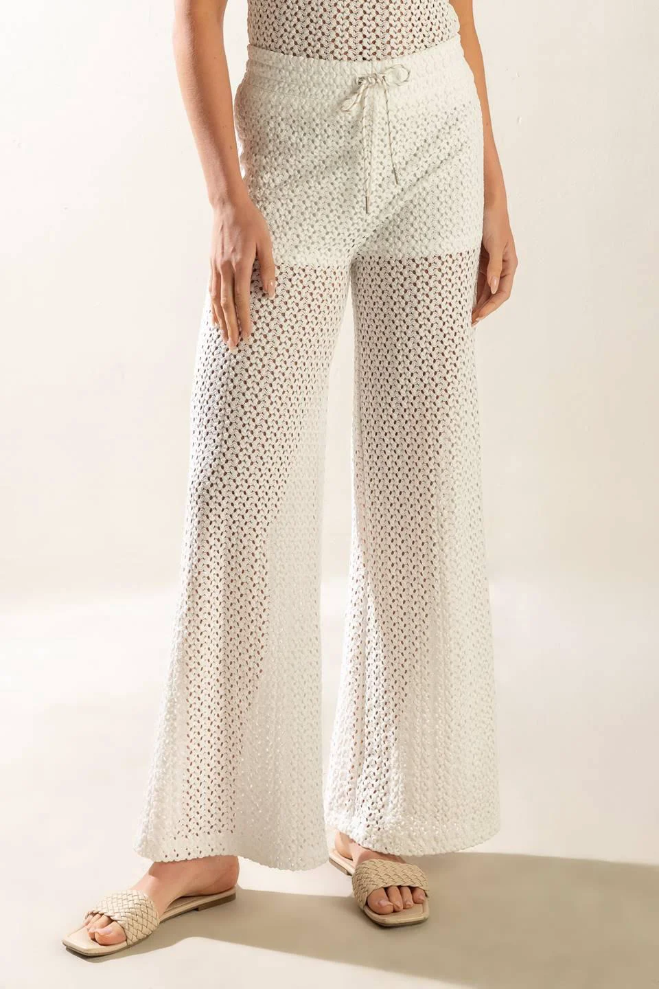 Certified Presence of Love Semi Sheer Knit Pants Natural