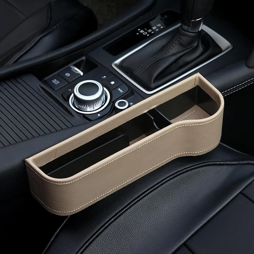Original Multifunctional Car Seat Gap Storage Box Cup PU Leather Pocket Catcher Organizer Phone Bottle Cups Holder Car Accessories Long-Lasting