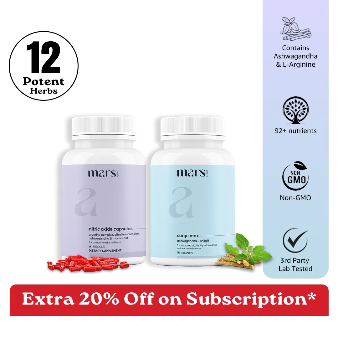 Flexible Mars GrowthMax Combo with Nitric Oxide Blend Adaptogens – Circulation Hormonal Balance Vitality Support 120N Recyclable
