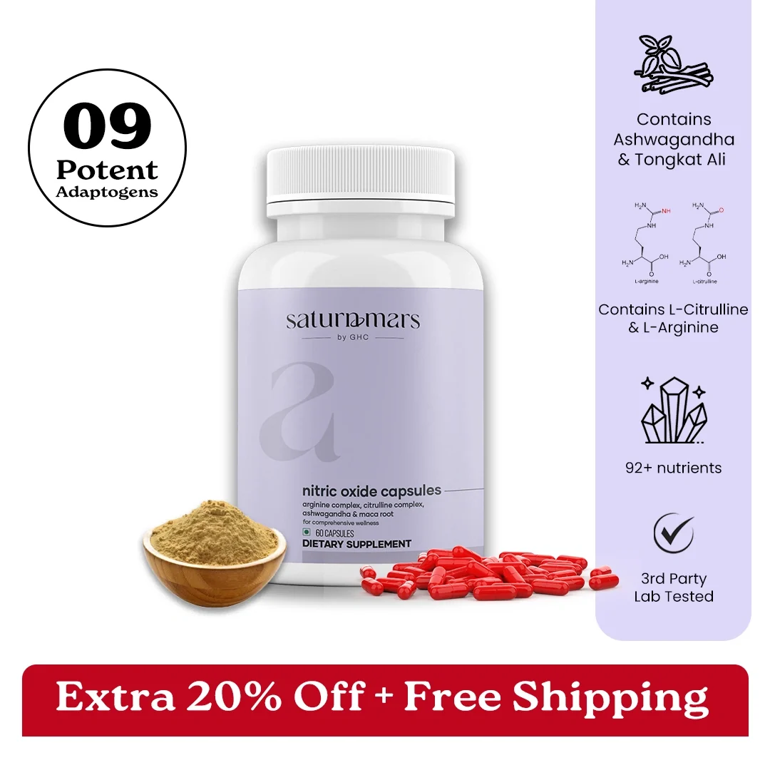 Certified Saturn Mars Nitric Oxide Capsules with L-Arginine L-Citrulline Adaptogens – Circulation Endurance Recovery Support 60N Contemporary