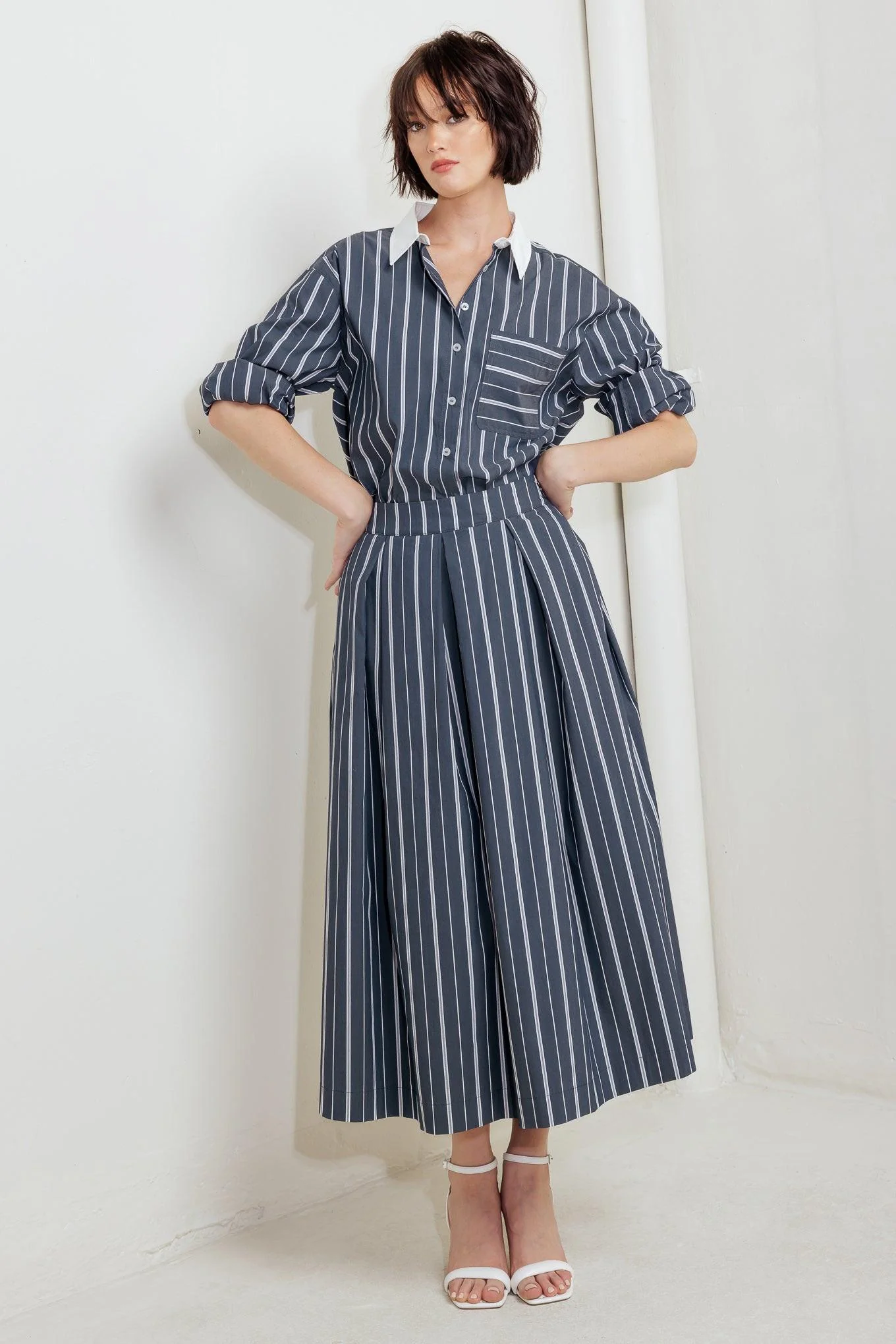 Top-Quality Behind the Grin Woven Midi Skirt Verified