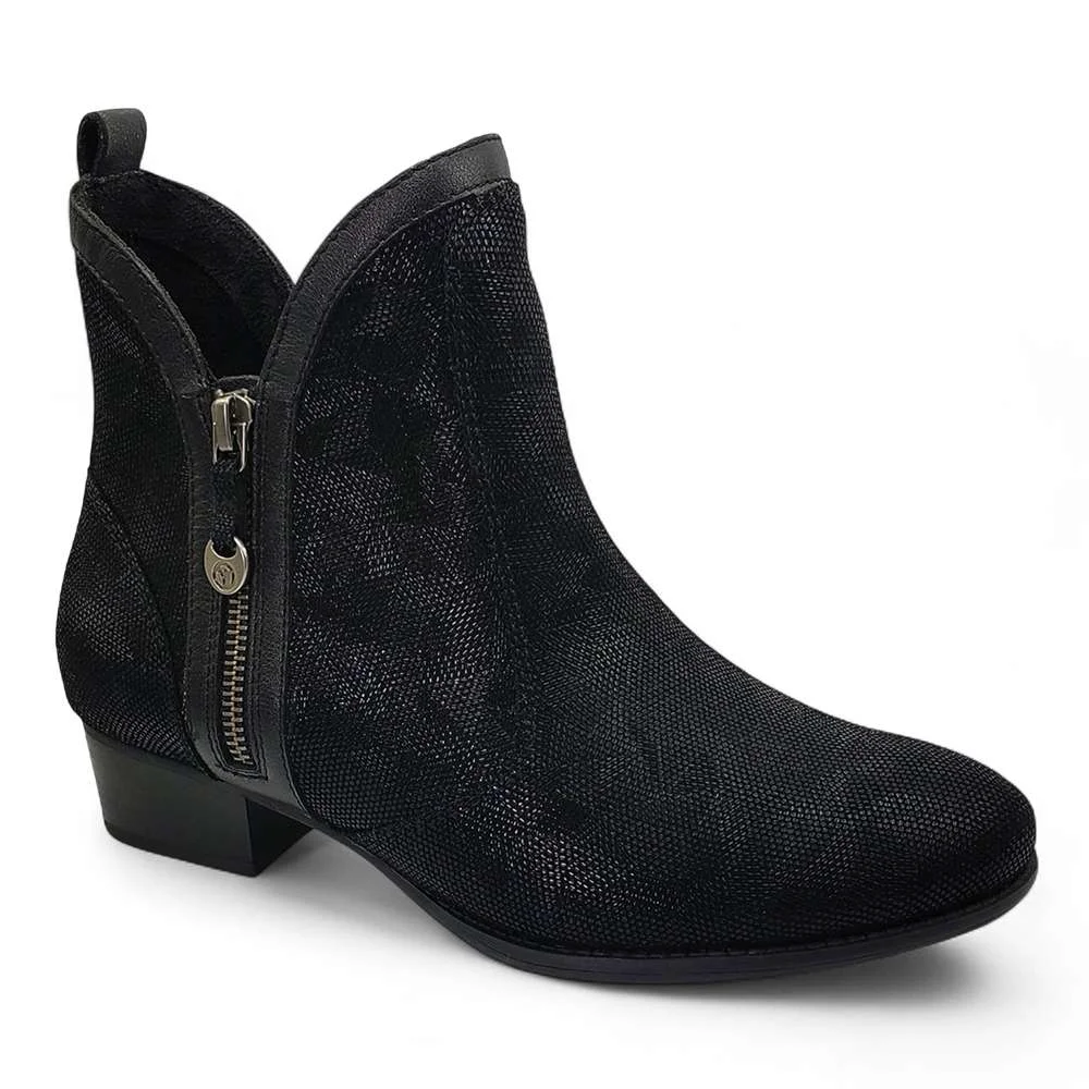 Outstanding Siena II Zip Ankle Boot - Black Angle User-Friendly
