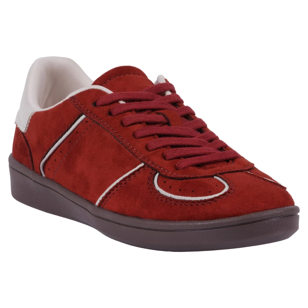 World-Class Women's Milan Chocolate Suede Lace Up Sneaker Natural