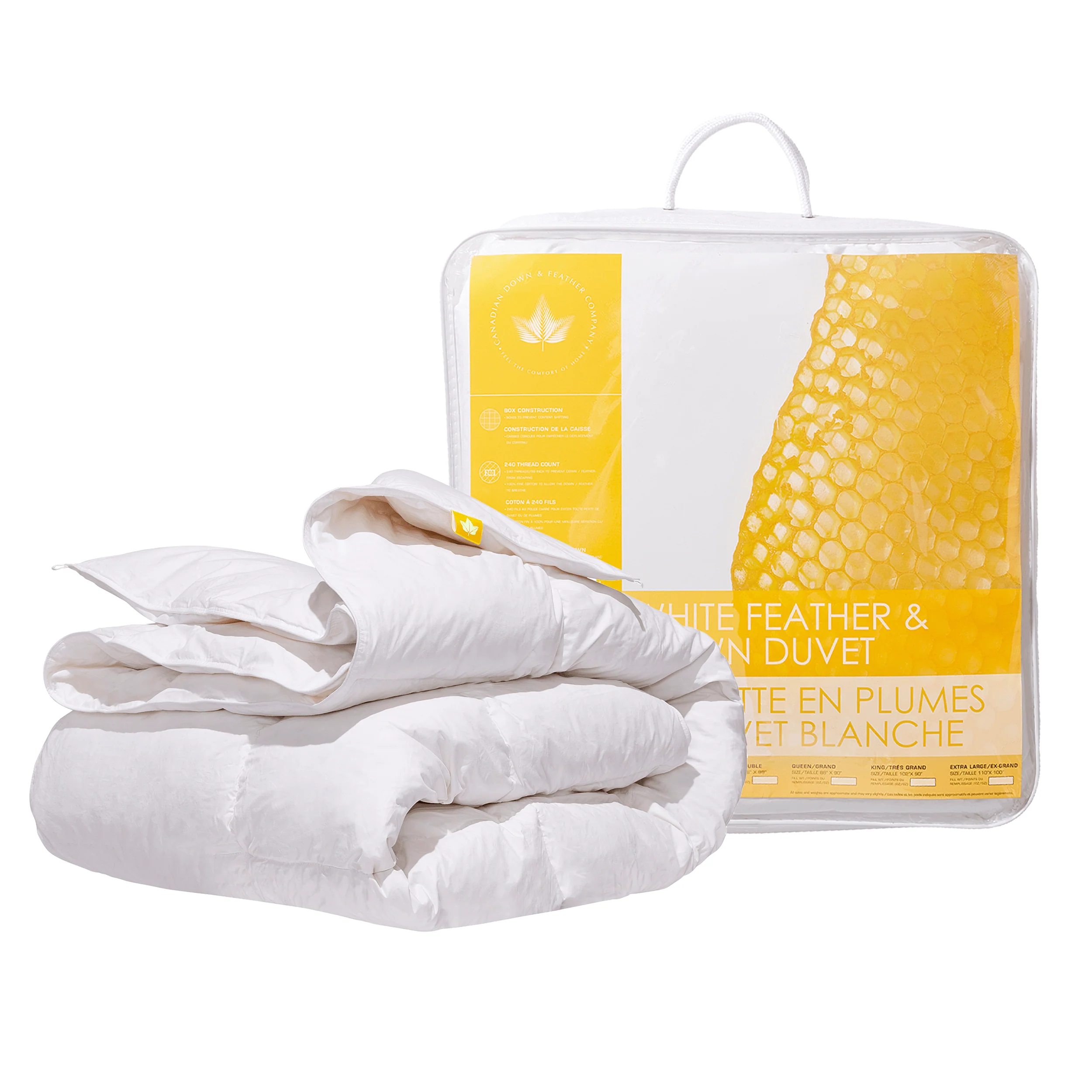 Fashionable Canadian Down Feather Company White Feather Down Comforter All Season Weight Powerful