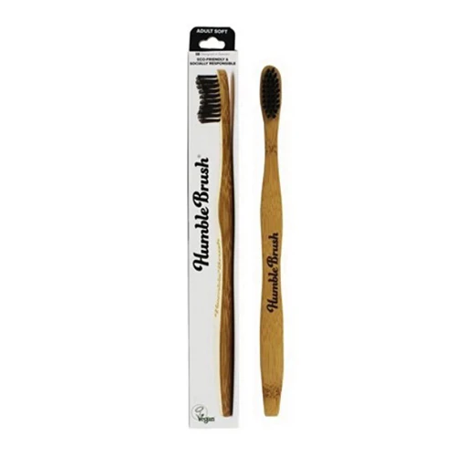 Recyclable The Humble Co Adult Bamboo Toothbrush Black Soft for Gentle Daily Cleaning of Teeth and Gums 1Ea Green