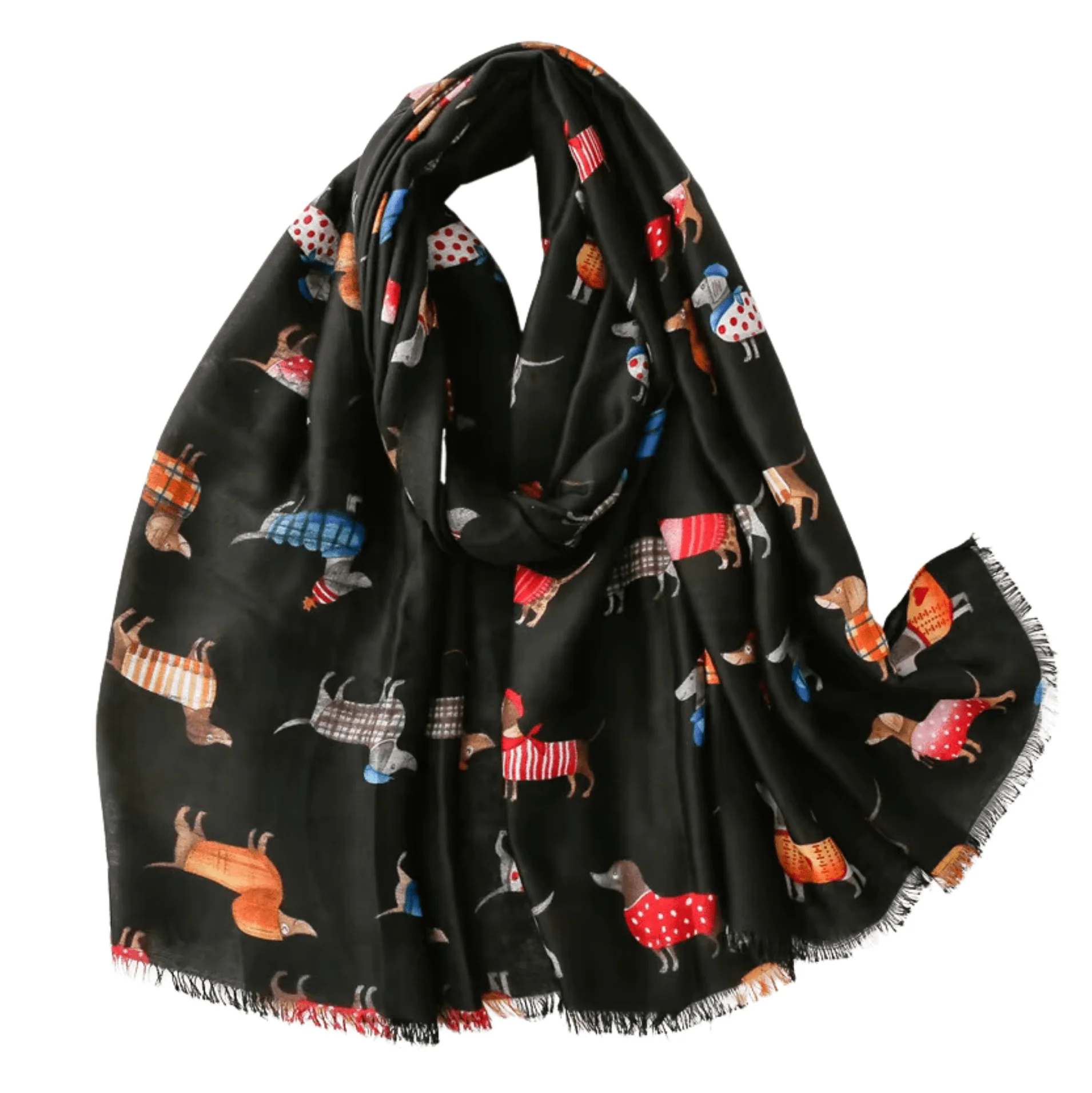 Soft Playful and Adorable Dachshund Scarf in Black Artisan