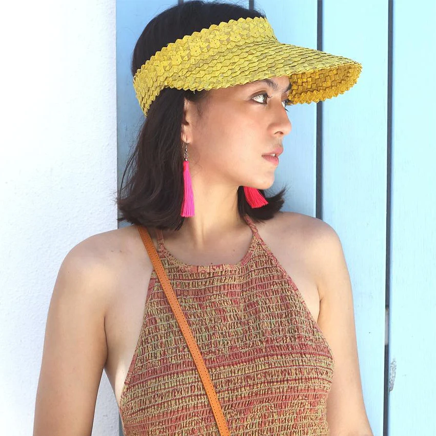 Efficient Palm Visor Hat In Turmeric Yellow Easy-to-Use