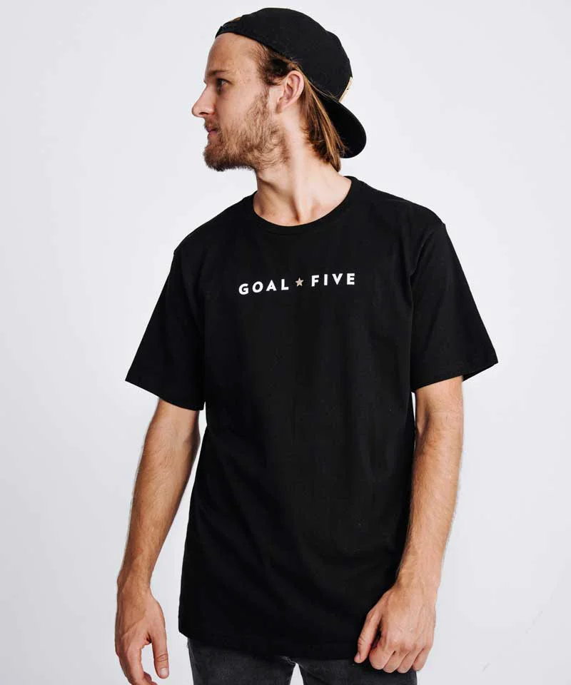 Sustainable Goal Five Men's Black Cotton T-Shirt Natural
