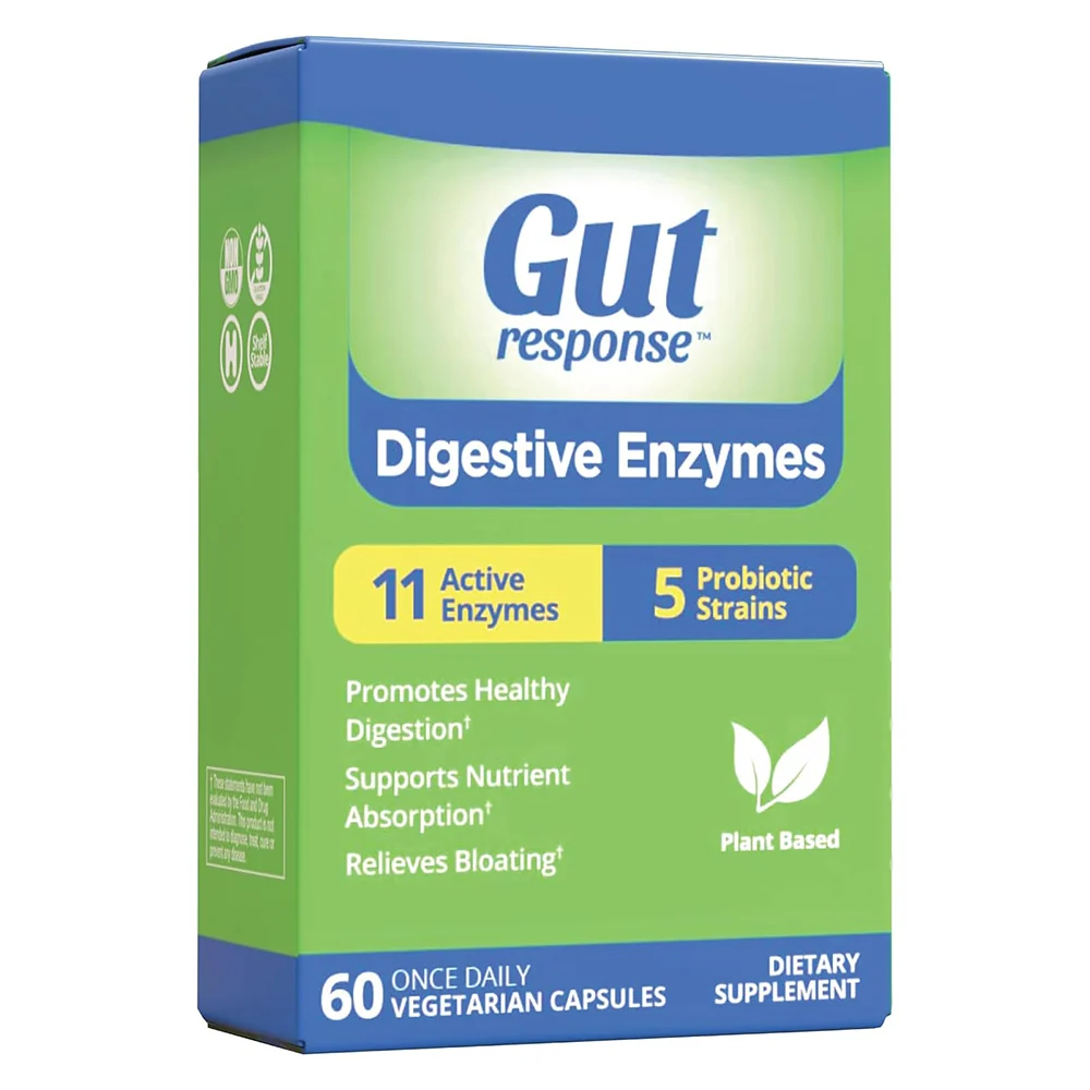 Detailed Gut Response Digestive Enzymes Probiotic Blend Vegetarian Capsules 60Ea Flexible
