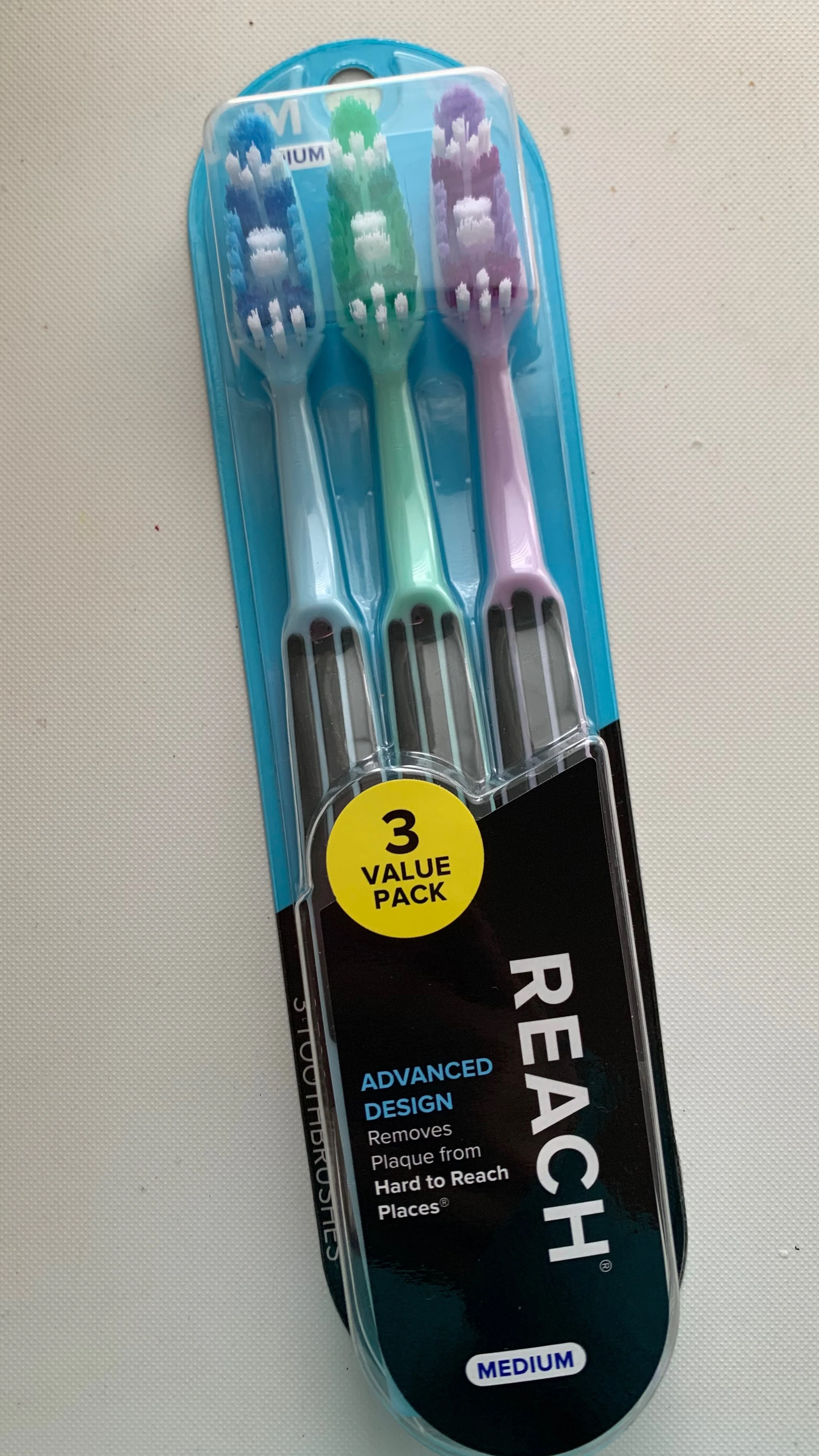 Practical Reach Advanced Design Adult Toothbrushes Medium 3 Ea Dependable
