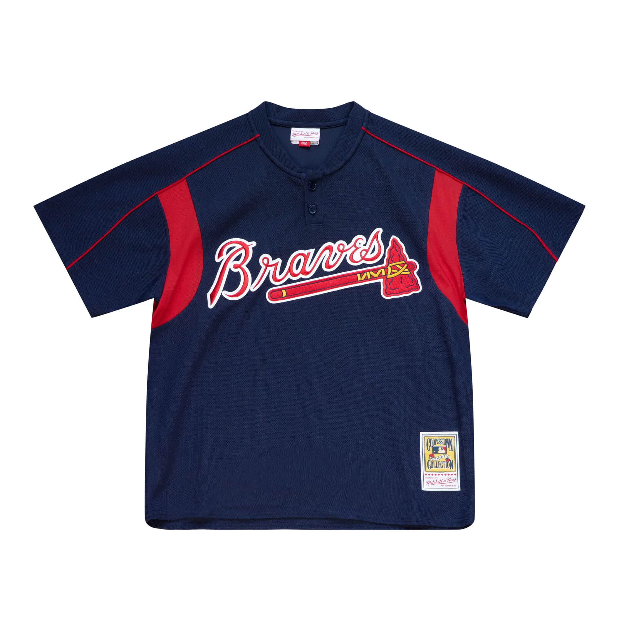 Practical Mitchell Ness MLB Batting Practice Jersey Atlanta Braves 2003 Chipper Jones Carefully Designed