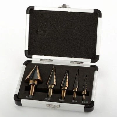 Fine 5 Piece Variable Multi Step Down Drill Bit Unibit Tool Uni Stepped Size Metal Bit Minimalist