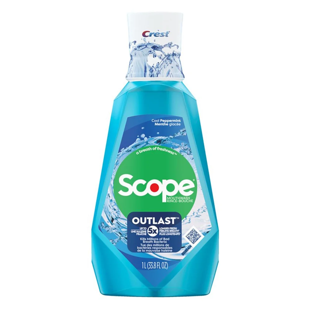 Trusted Scope Mouthwash Outlast Cool Peppermint Kills Bad Breath and Longer Fresh Breath 33.8Oz Innovative