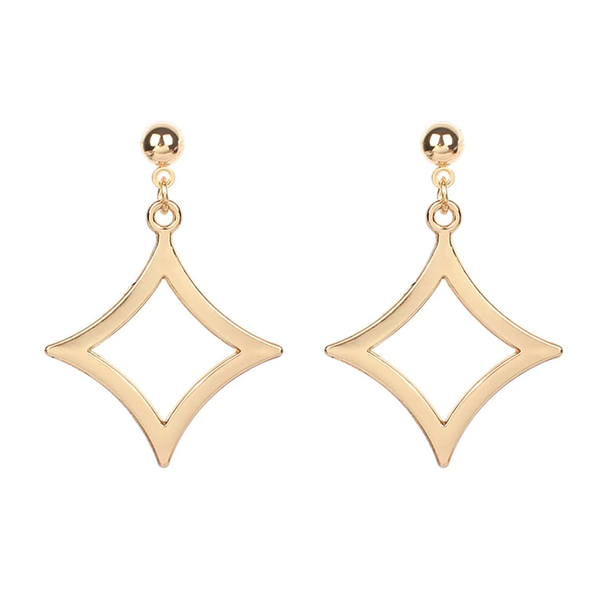 World-Class Goldtone Open Rhombus Drop Earrings Comfortable
