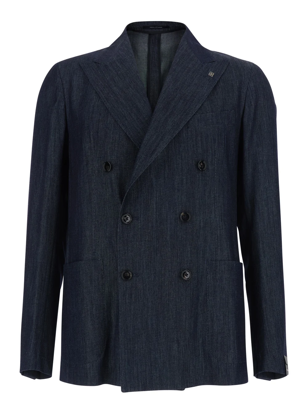 Safe Double-Breasted Denim Jacket Blue Sophisticated