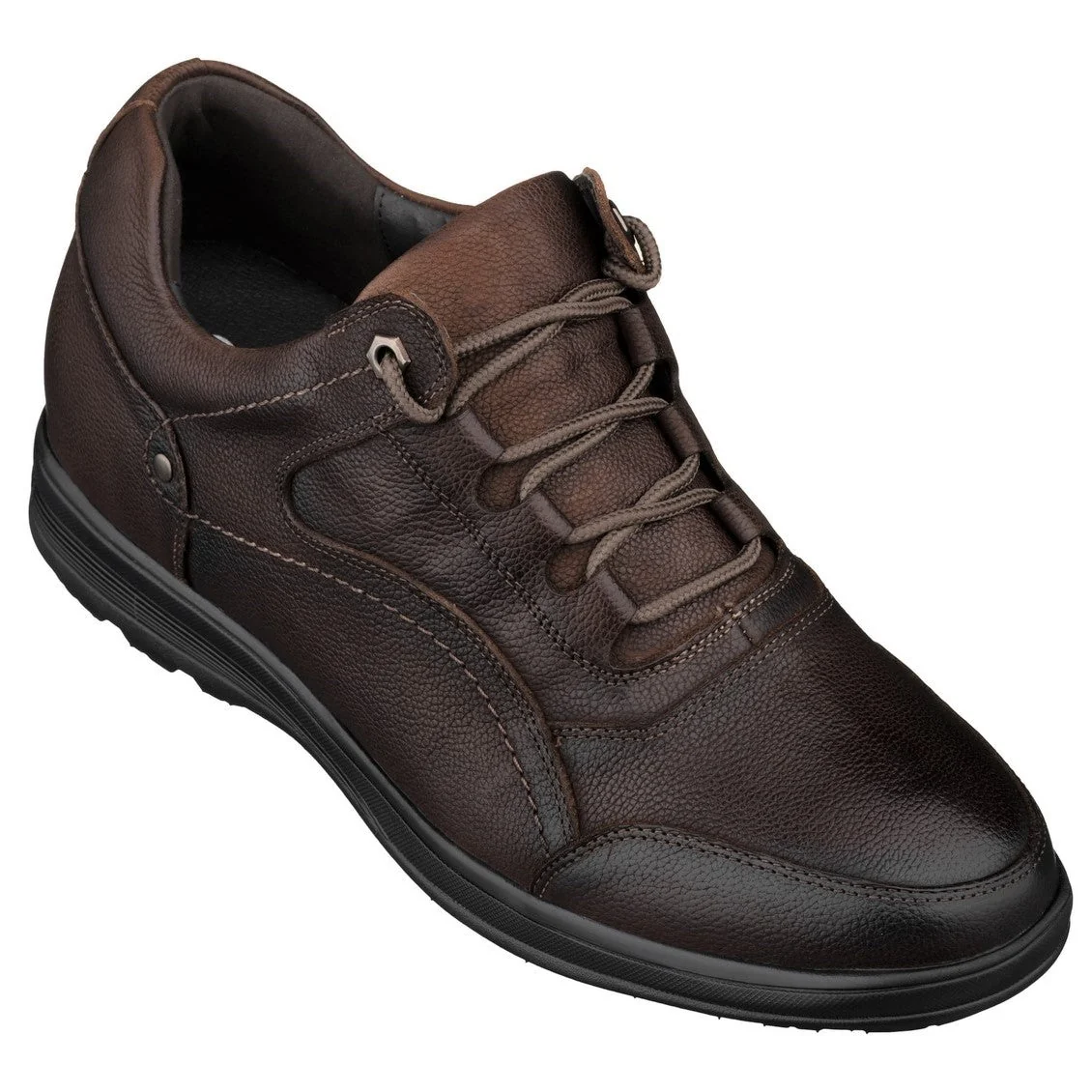 Genuine CALTO - K3045 - 2.8 Inches Taller Dark Brown - Lace Up Casual Walker - Lightweight Advanced