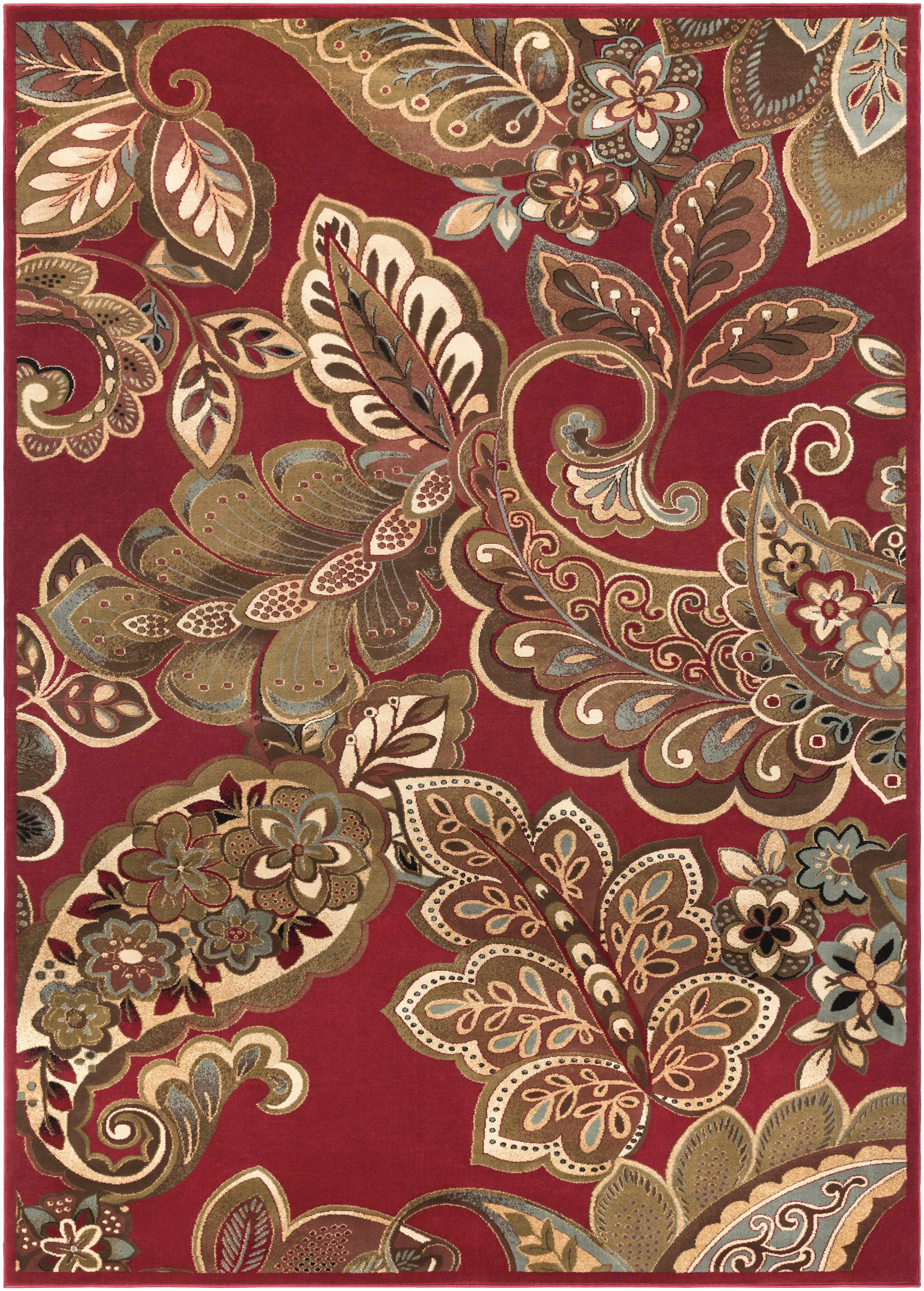 Detailed Beedeville Red Floral Rug Effective