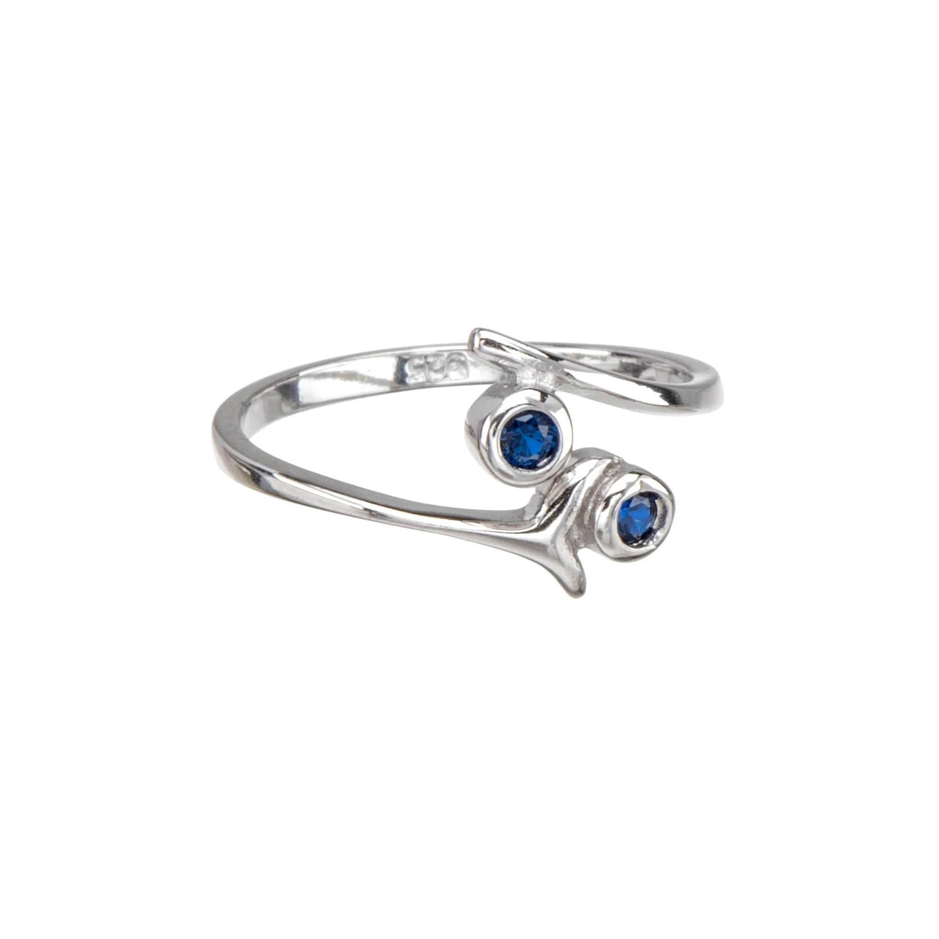 Effective Sterling Silver Wrapped Branches With Blue Cubic Zirconia Toe Ring Green