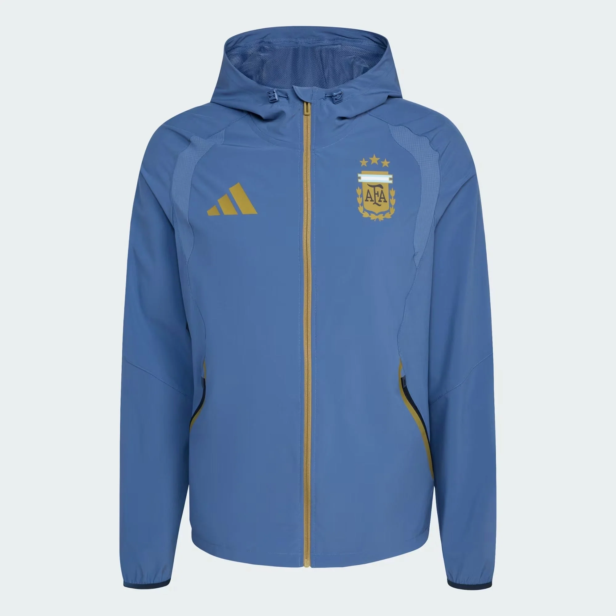 Eco-Friendly adidas Mens Afa Argentina Tiro Travel Full Zip Windbreaker - Crew Blue Comfortable