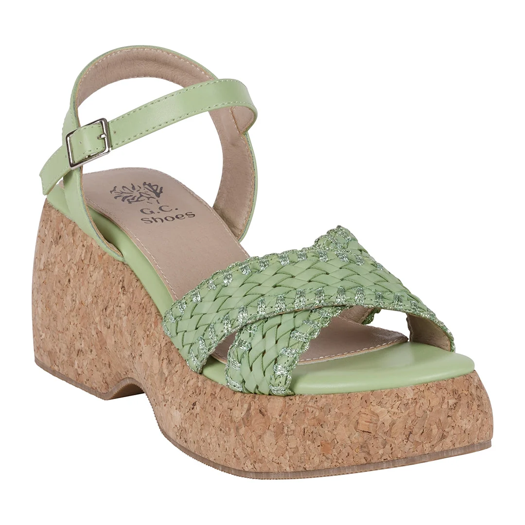 Prestigious Lucy Green Cross Strap Slingback Platform Sandals Reliable