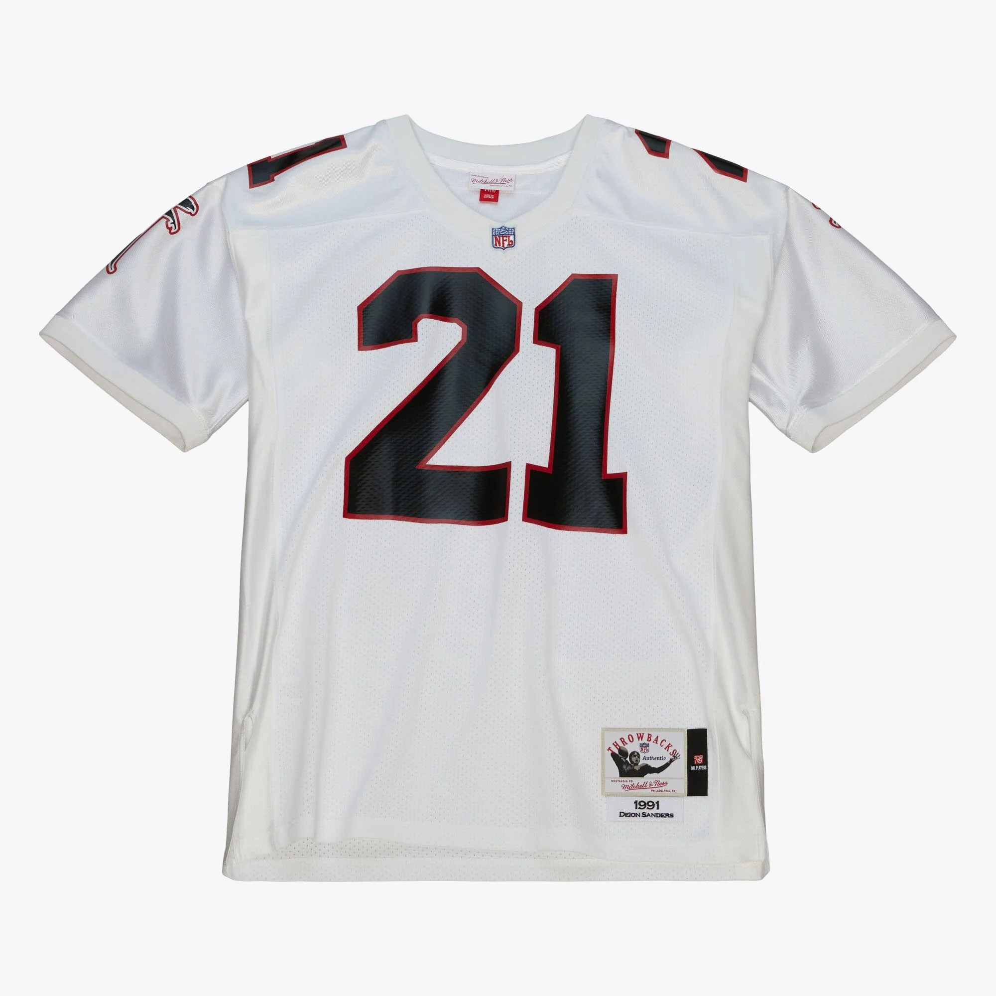 Easy-to-Use Mitchell Ness Men's NFL Jersey Falcons 1991 Deion Sanders Jerseys Natural
