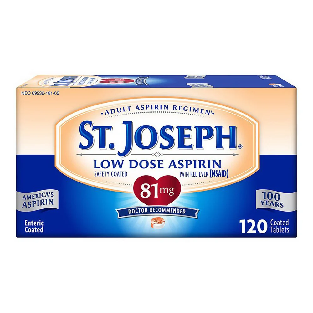 Quality St.Joseph Aspirin 81Mg Enteric Coated Pain Reliever Tablets 120 Ea Authentic