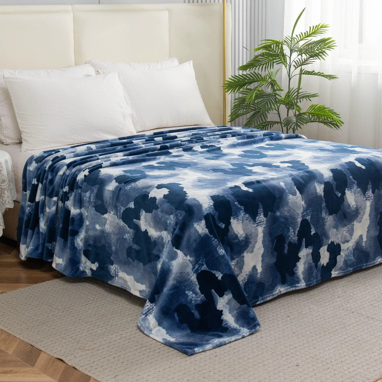 Authentic Elegant Comfort Camouflage Printed Velour Fleece Blanket Design - Velvety Feel Elite