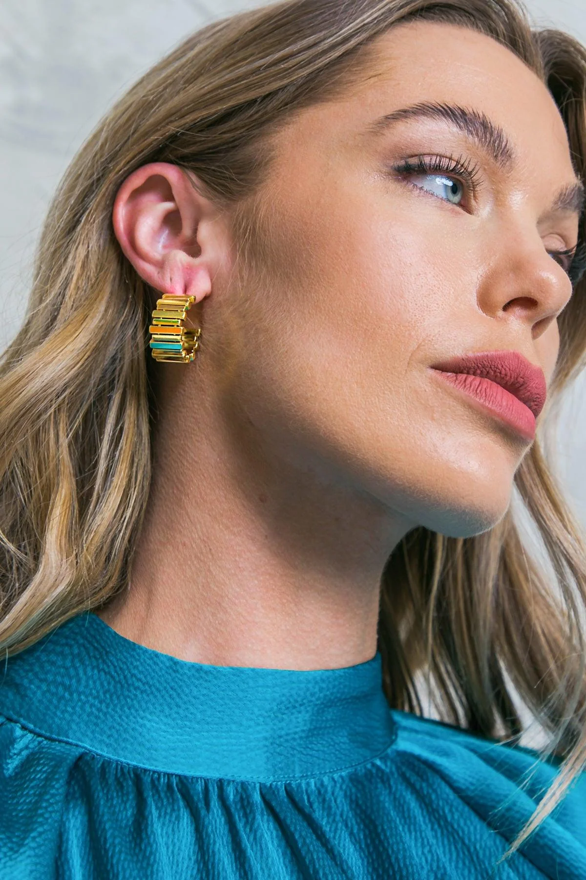 Advanced Dip Ribbed Stud Earrings Functional