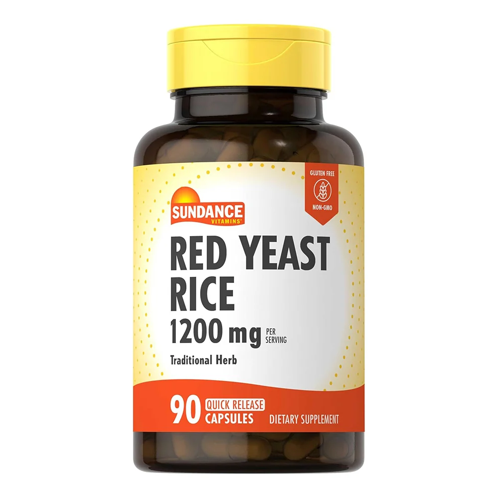 Specialty Sundance Vitamins Red Yeast Rice Capsules 1200mg Traditional Herb Supplement Non GMO and Gluten 90Ea Professional