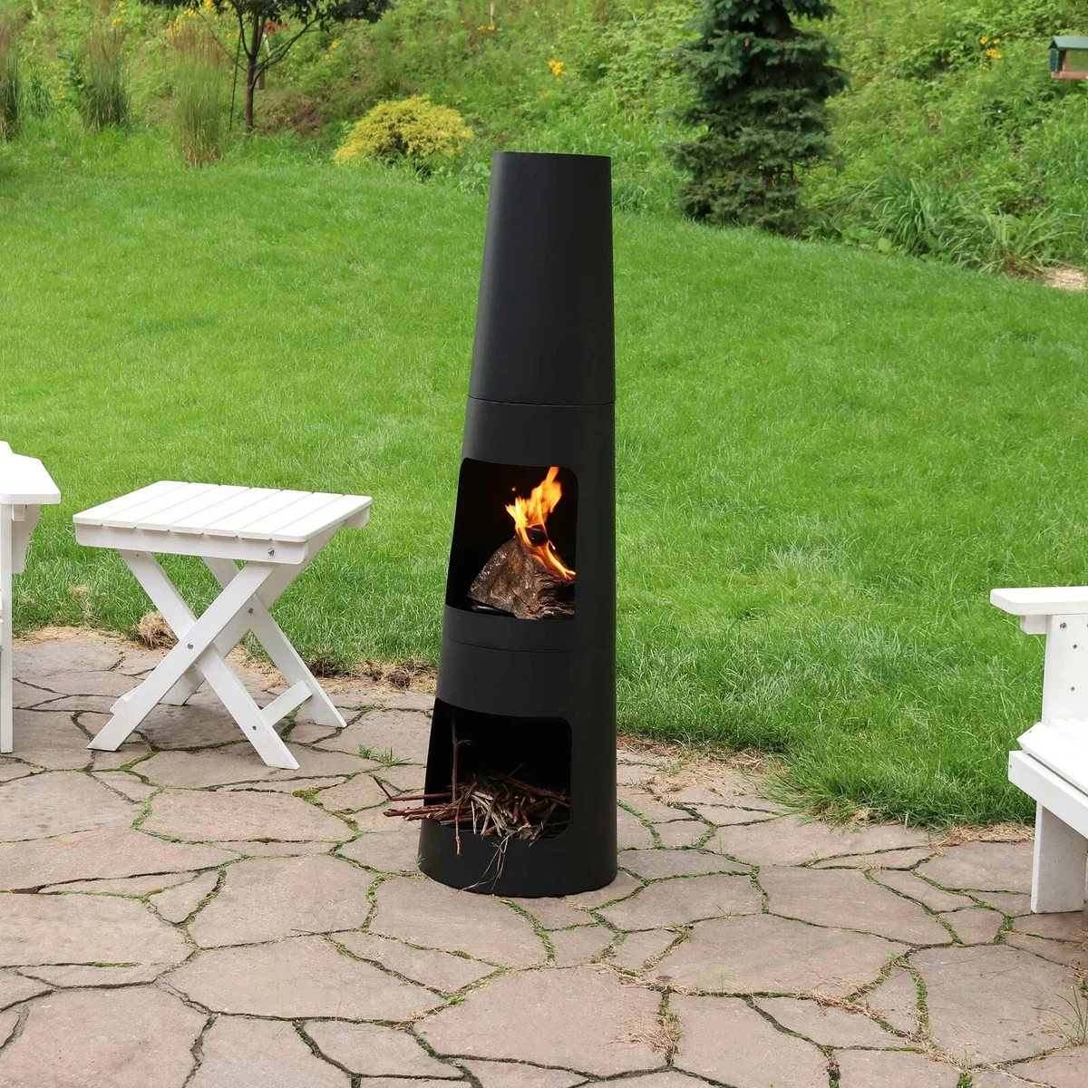 User-Friendly Modern Wood Burning Compact Outdoor Steel Chiminea Fire Pit Fine Crafted