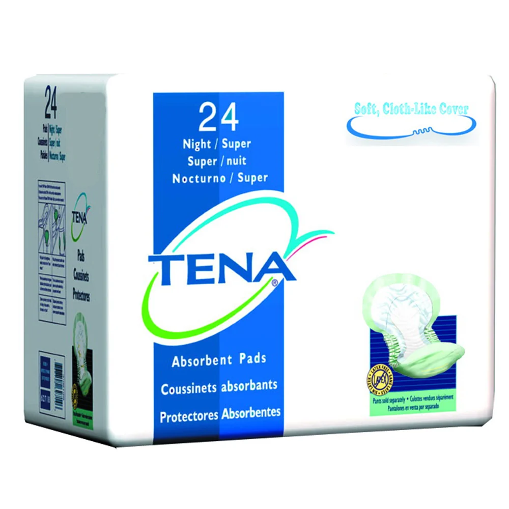 Convenient Tena Night Super Absorbent Leakage protection Green Pads 24Ea Smooth