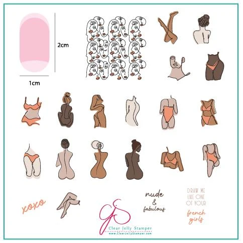 Stylish The Nude Series - Au Naturel CjS-196 Steel Nail Art Medium Stamping Plate Top-Quality