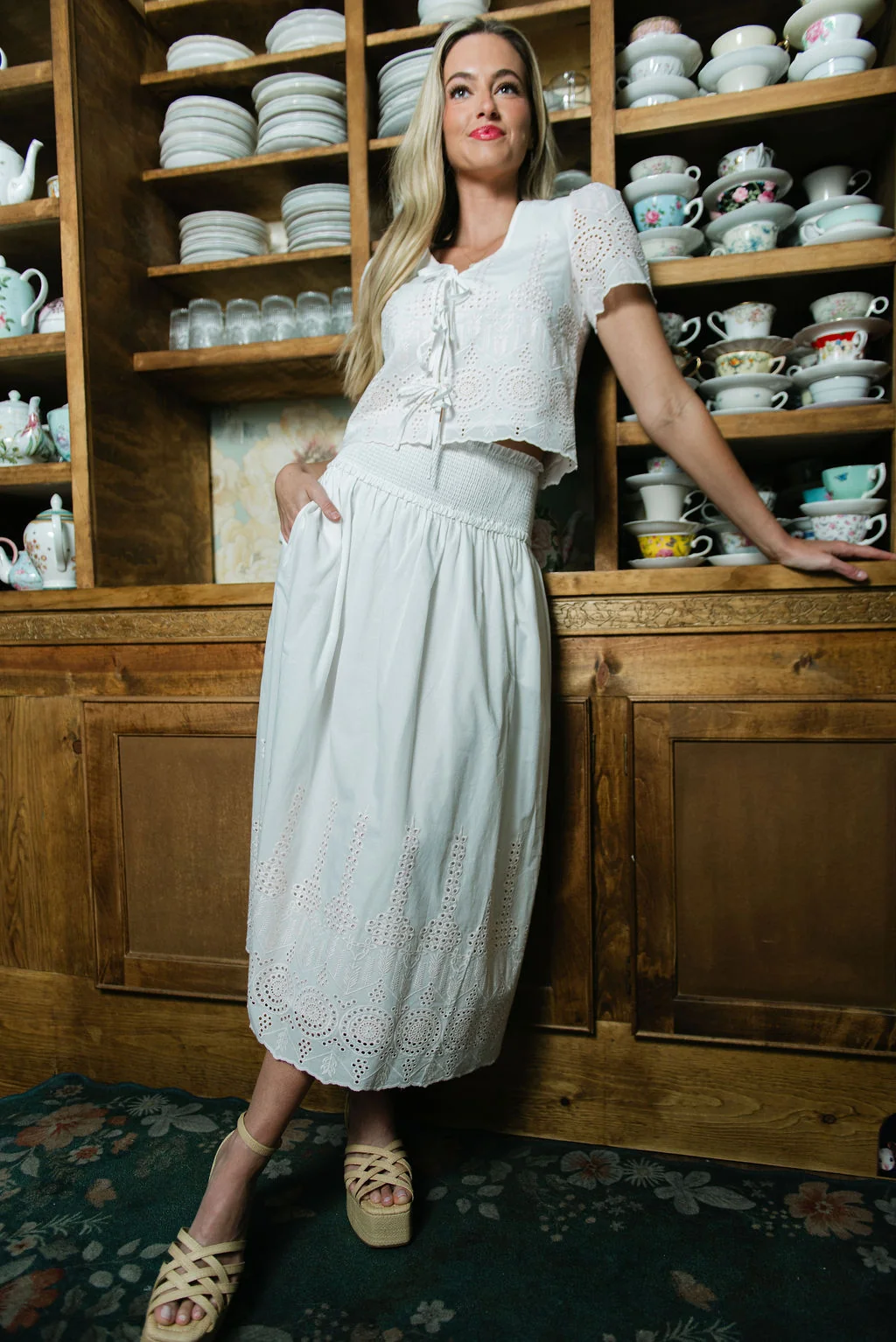 Quality Design History Eyelet Skirt in White Dependable