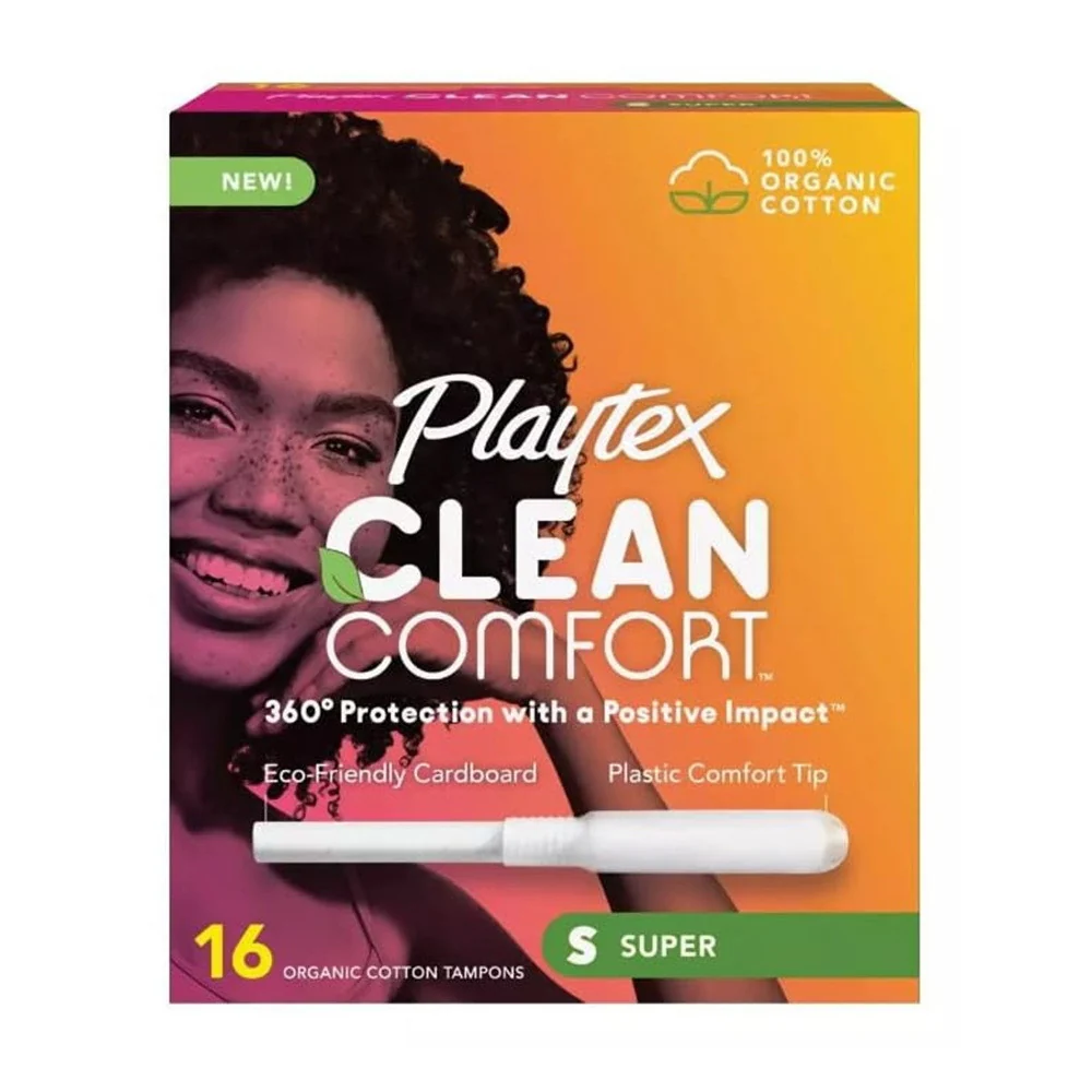 Long-Lasting Playtex Clean Comfort Plastic Comfort Tip Tampons Super 16 Ea Safe