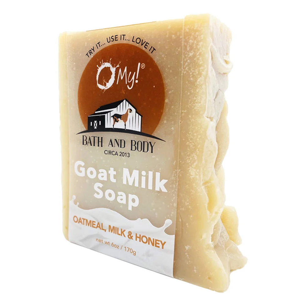 Comfortable O My Bath and Body Goat Milk Soap Bar with Oatmeal Milk and Honey Made with Farm Fresh Parabens 6Oz 170g Lightweight