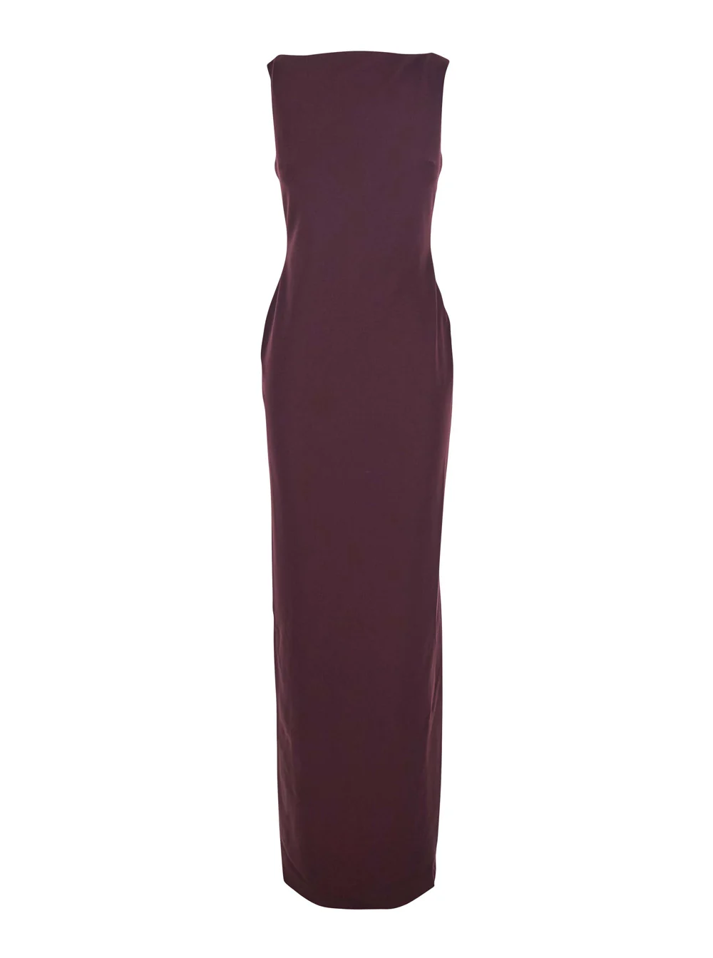 Fine Crafted Bordeaux Long Dress With Square Neckline Expertly Made