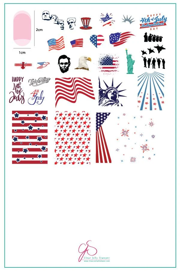 Fashionable Independence Day CjS-62 - Clear Jelly Stamping Plate Relaxed