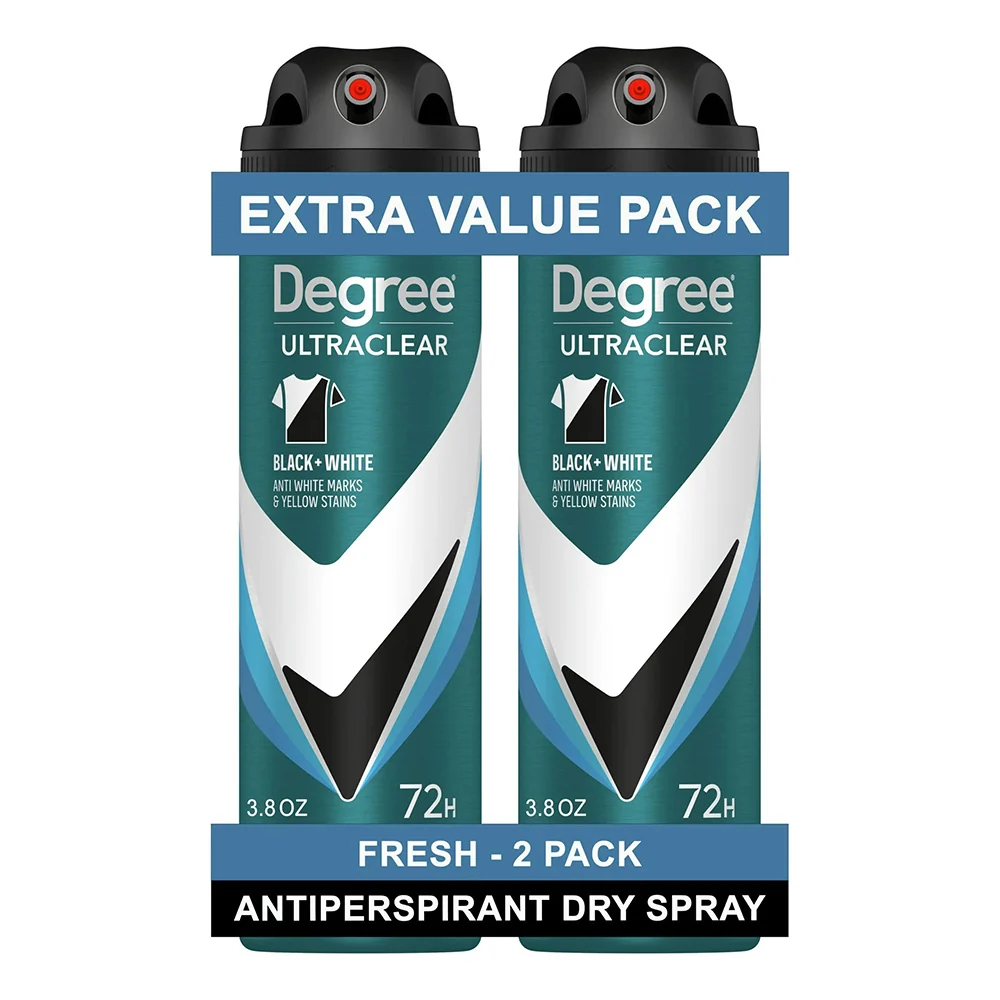 Clean Degree Ultraclear Black White 72 Hour Antiperspirant and Deodorant Spray Fresh Scent Twin Pack 3.8Oz 1Ea Smart