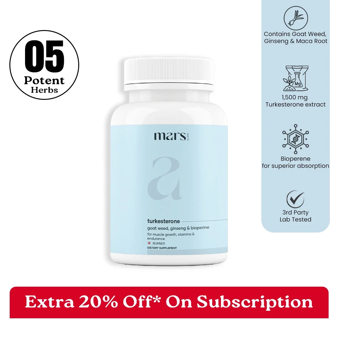 Breathable Mars Turkesterone Capsules Powered with Goat Weed Ginseng For Better T-Levels Bedroom Game Solid