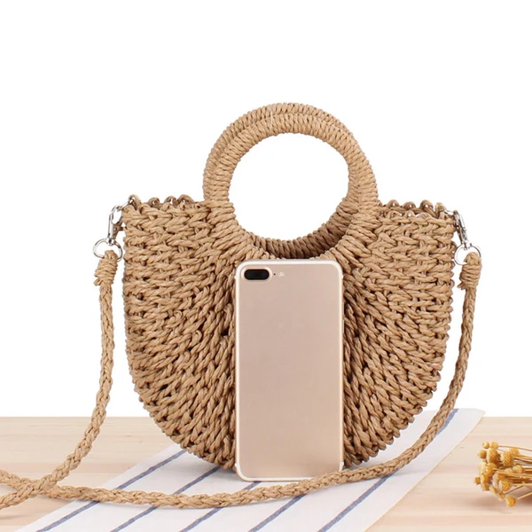 Efficient Maxbell Women Straw Bag Handmade Tote Beach Summer Crossbody Shoulder Bag Brown Smart