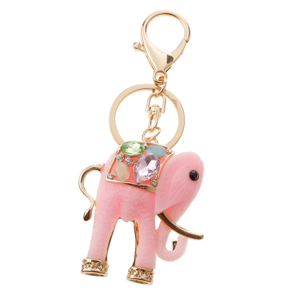 Enhanced Maxbell Resin Elephant Key Chain Ring Key Holder Keychain Keyfob Handbag Pendant Pink Organic