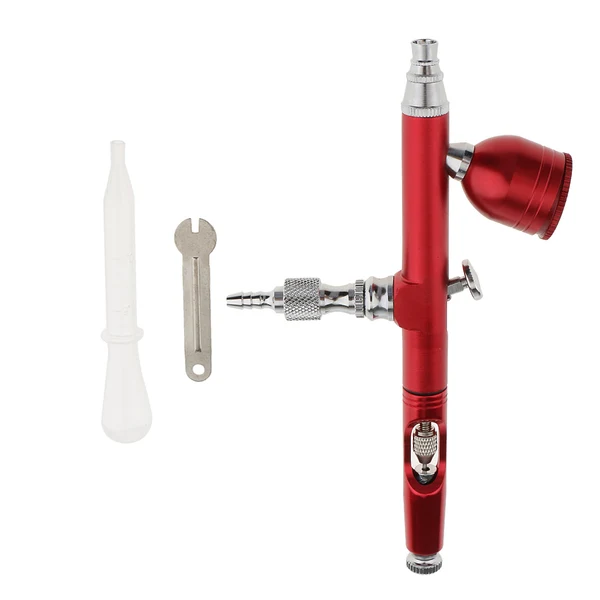Environmentally Friendly Maxbell Dual Action Gravity Feed Spray Gun Airbrush Tattoo Nail Art Paint Kit - Red High-Grade