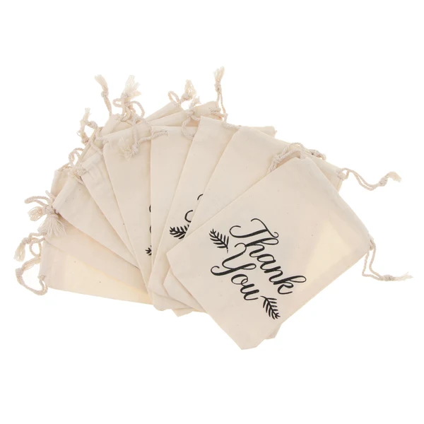Expertly Made Maxbell Pack of 10pcs Thank You Drawstring Cotton Gift Bags Small Bag Jewelry Pouch Practical