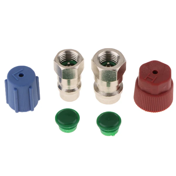 Selected Maxbell Pack of 2 1 4SAE A C Service Charging Port Adapters Hi Low Retrofit R12 R22 To R134a with Caps Green